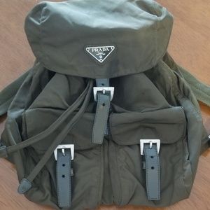 prada green backpack